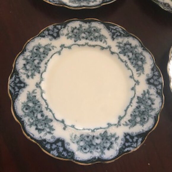 Flow Blue Ridgways England Royal Semi Porcelain Rose Plates - Picture 1 of 6